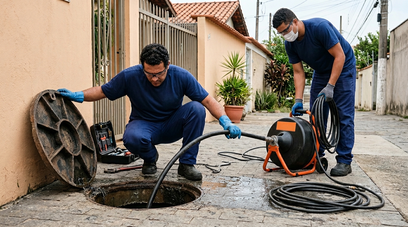 Desentupidora atendendo em residência em Fortaleza-CE